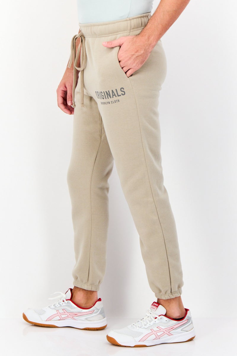 brooklyn Men Regular Fit Brand Logo Sweatpants, Taupe - Image 2